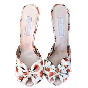 Rosamosario Heel Sandals Rose Graphic with Bow SZ: 40 or US 9.5
